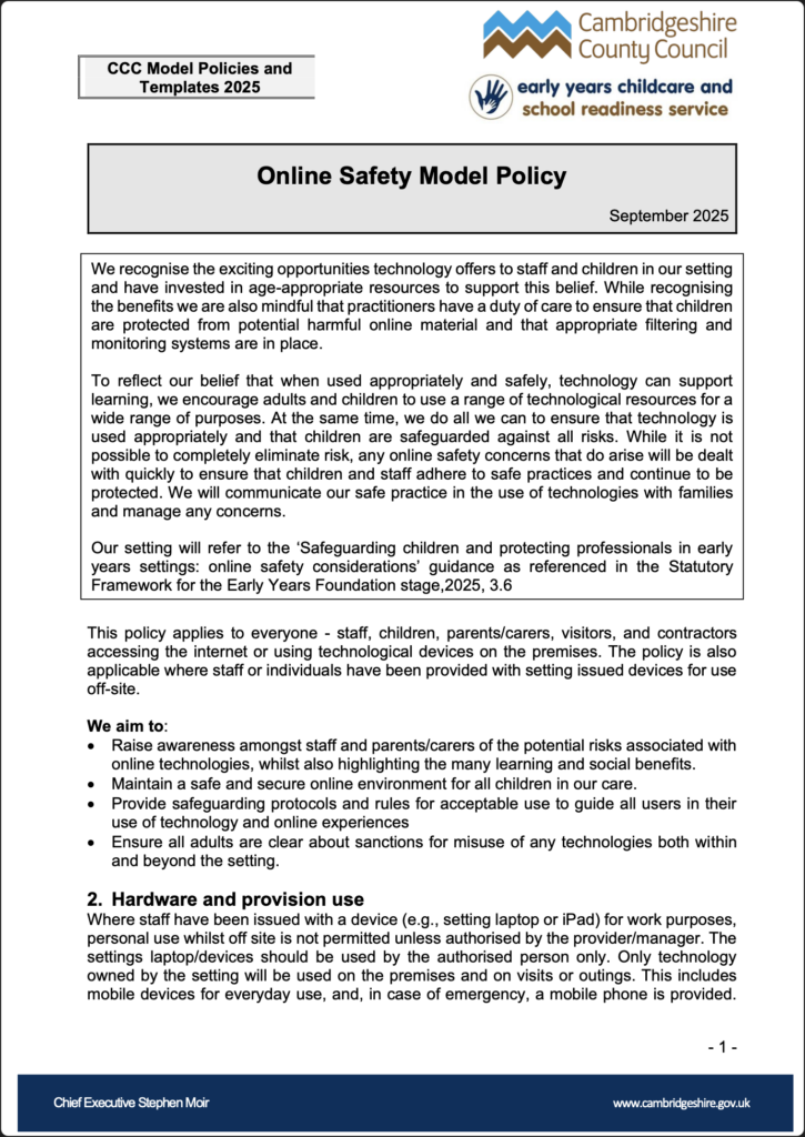 Online Safety Model Policy